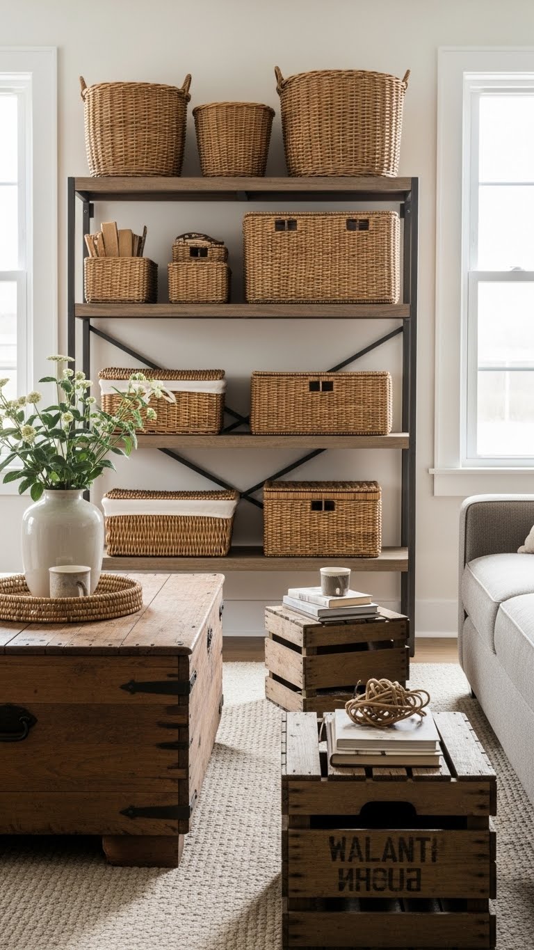 29 Basket and Crate Styling Ideas for a Rustic Look