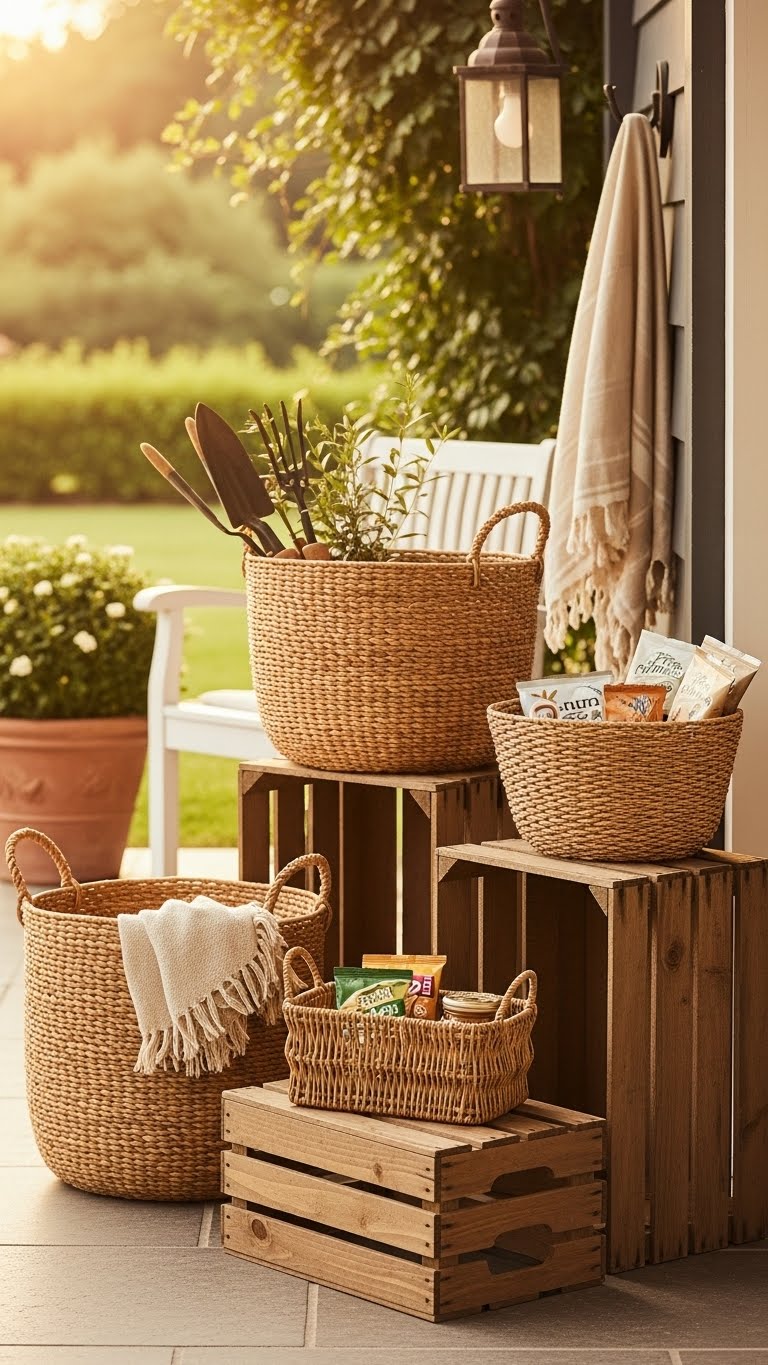 6. Outdoor Charm with Baskets