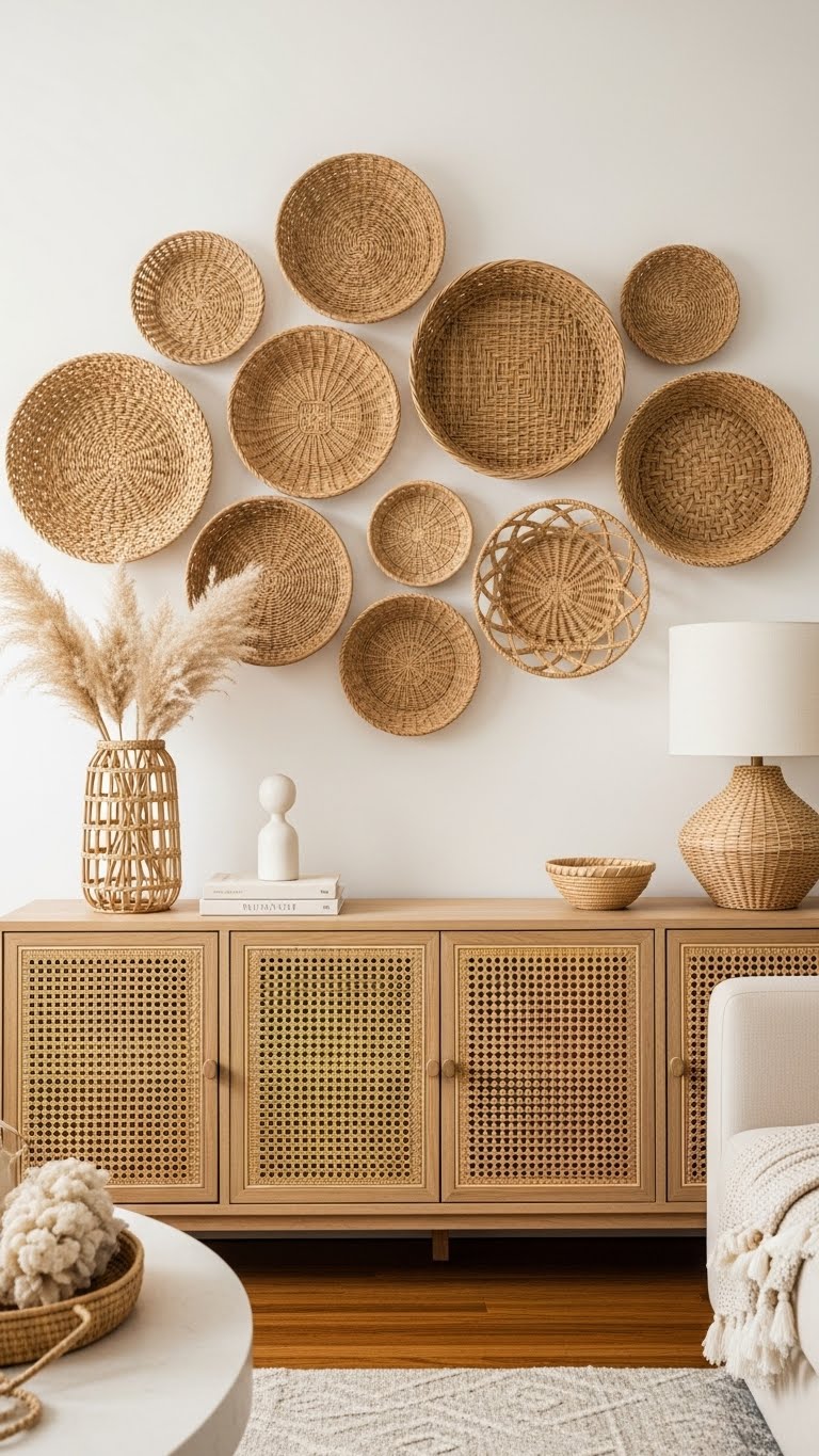 9. Transformative Wall Art with Woven Baskets